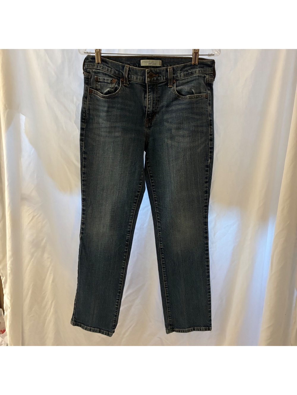Levi's 505 Straight Leg Mid Rise Med Wash Denim Jeans Size 8